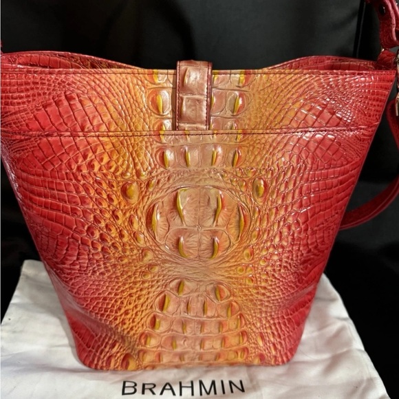 Brahmin Red and Orange Croc-Embossed Women's Bag - Picture 11 of 12